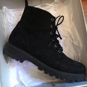 Black Suede Fleece Lined Boots